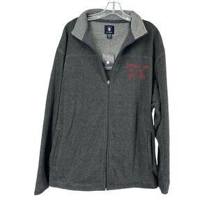 Ivy Crew Fleece Jacket Full Zip Gray Mens XL Smoke Em If You've Got Em Preppy
